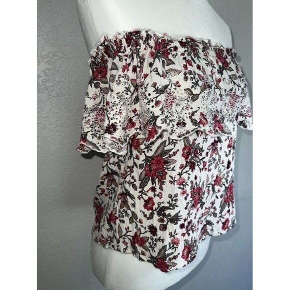 American Eagle Floral Crop Top Off The Shoulder Size XS-Small Fits Both 1B - Picture 10 of 11
